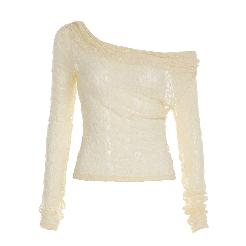 Pure Lace Long Sleeve Women Blouse Top