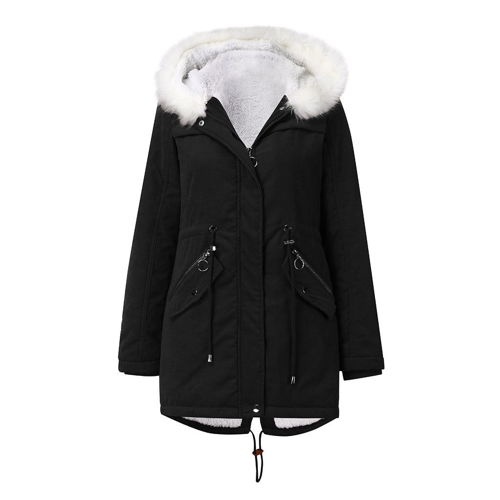 Women's Cotton-padded Coat White Fur Collar Parka