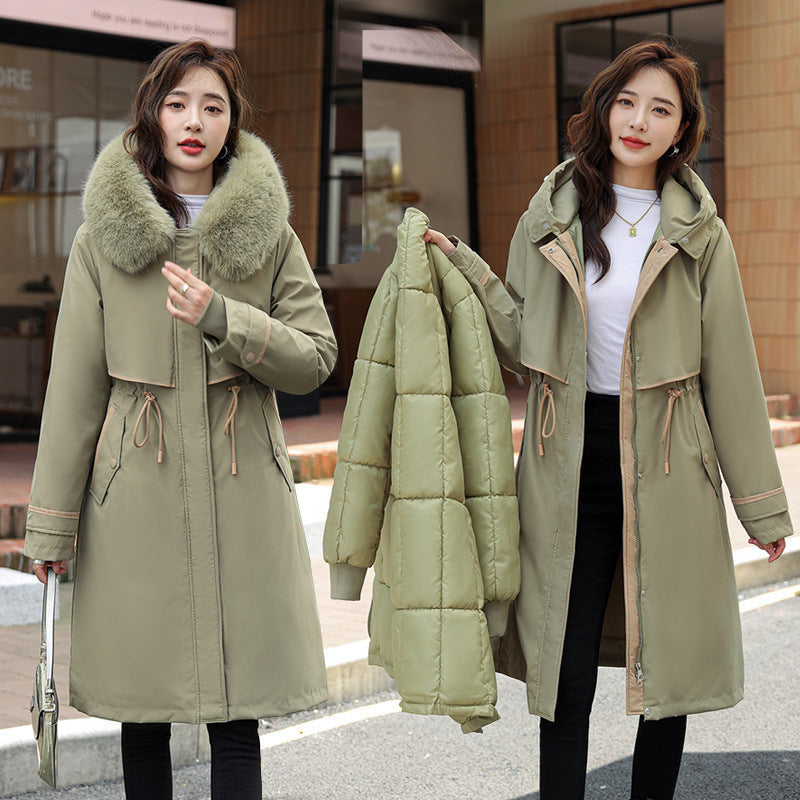 Women's Cotton-padded Overknee Parka Plus Size Down Coat Jacket