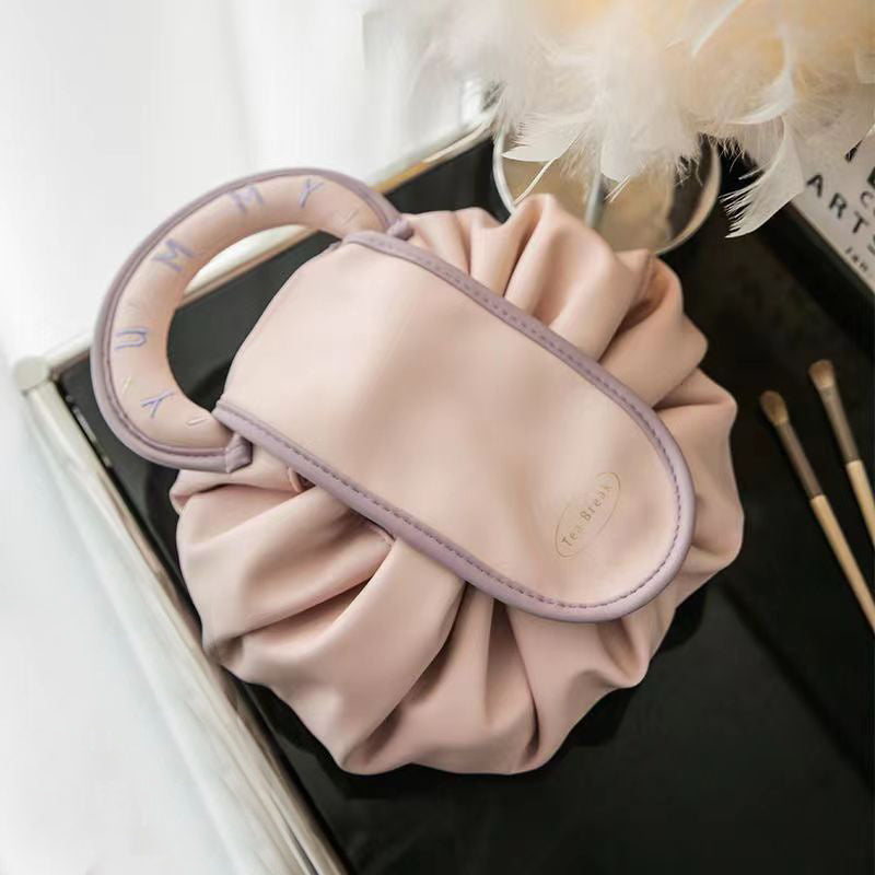 Portable Drawstring Cosmetic Bag With Handle Design Large Capacity Waterproof Make Up Handbags Storage Toiletry Bags