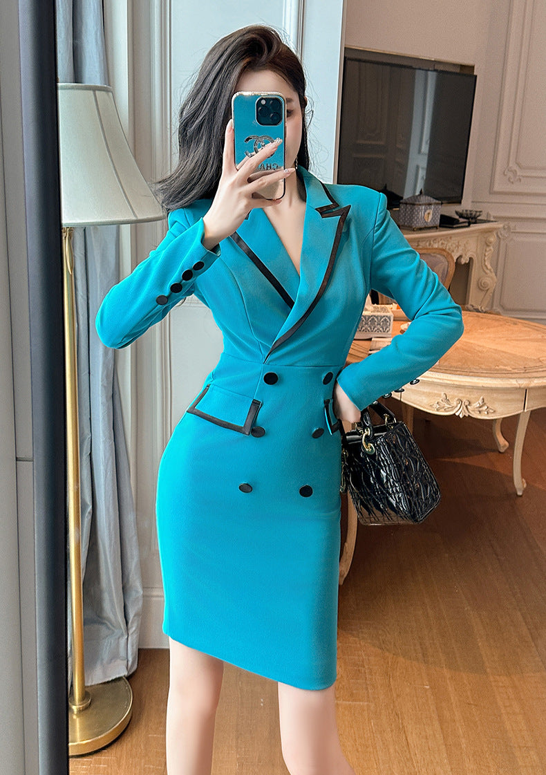 New Professional Women Double-breasted Sheath Dress