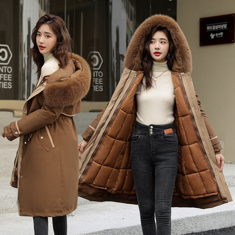 Women's Cotton-padded Overknee Parka Plus Size Down Coat Jacket