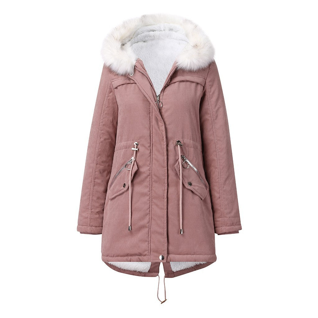 Women's Cotton-padded Coat White Fur Collar Parka