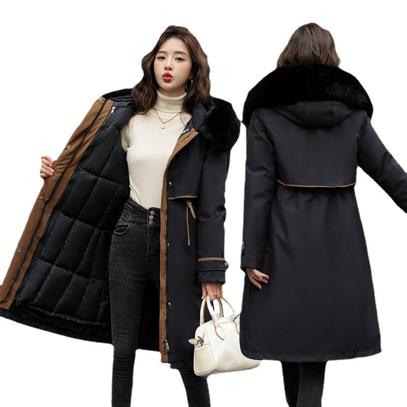 Women's Cotton-padded Overknee Parka Plus Size Down Coat Jacket