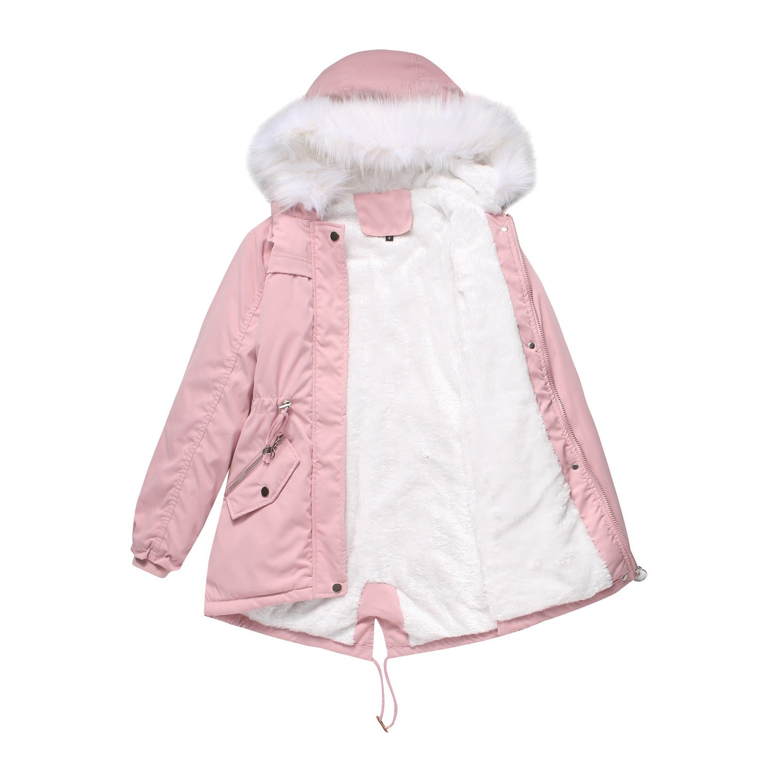 Women's Cotton-padded Coat White Fur Collar Parka