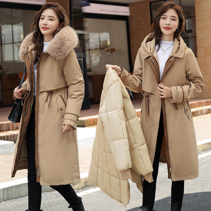 Women's Cotton-padded Overknee Parka Plus Size Down Coat Jacket